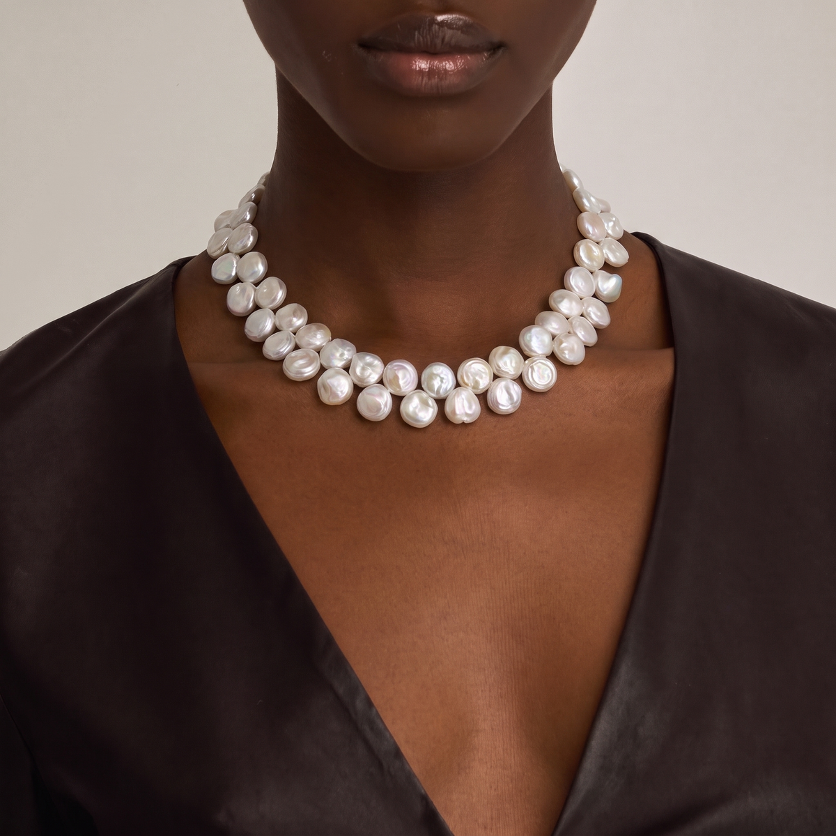Opaline Petal Pearl Necklace by ORAÉ — detail view