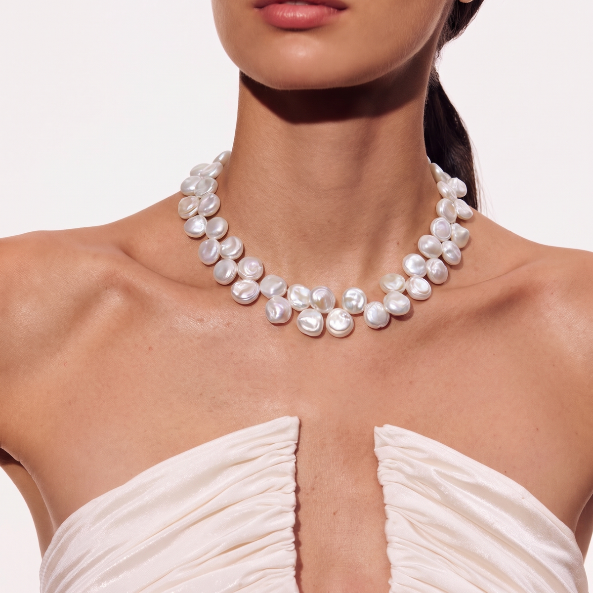 Opaline Petal Pearl Necklace by ORAÉ — modern baroque pearl jewelry