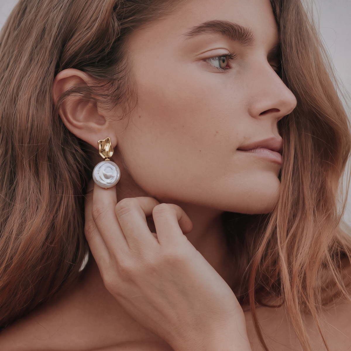 Roman Holiday Pearl Stud Earrings by ORAÉ — modern baroque pearl jewelry