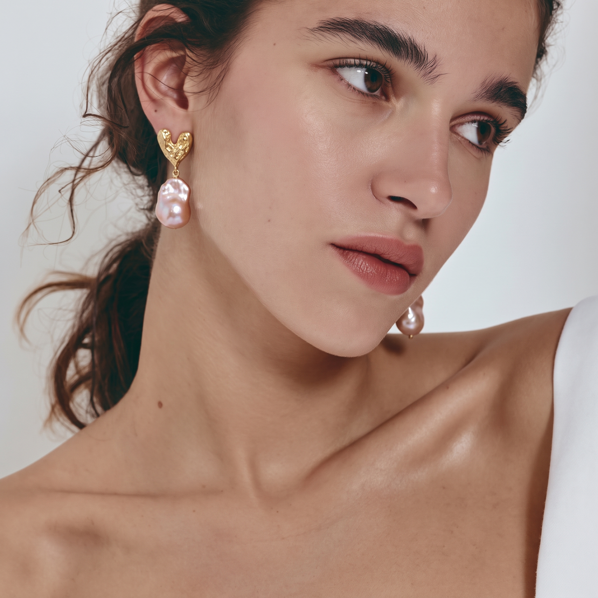 Rose Ember Baroque Pearl Drop Earrings by ORAÉ — modern baroque pearl jewelry