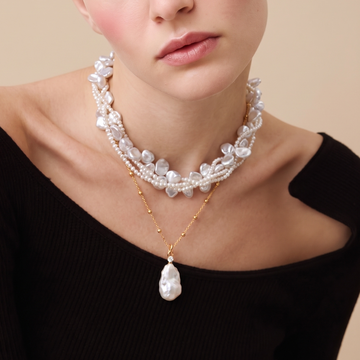 Cloud Veil Pearl Necklace