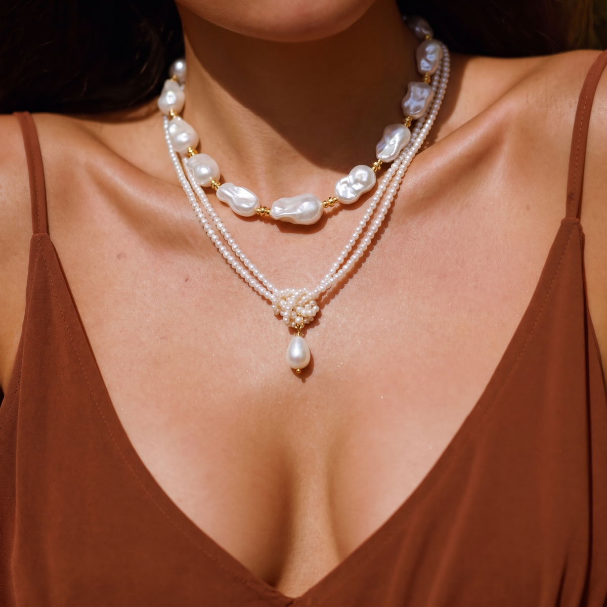 Celeste Knot Pearl Necklace