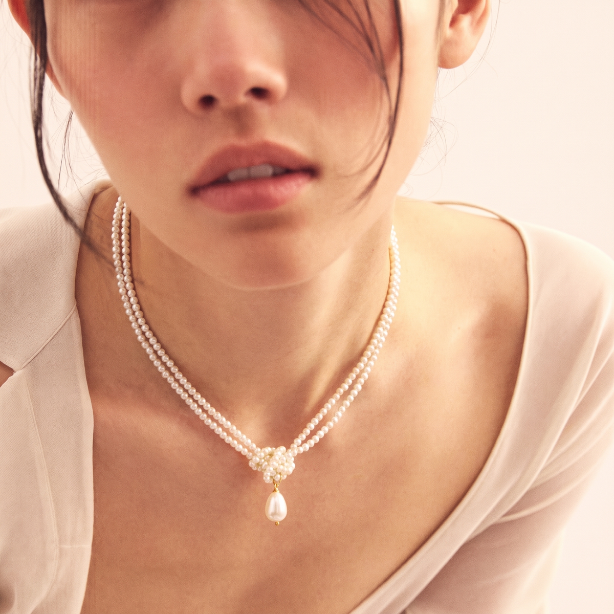 Celeste Knot Pearl Necklace