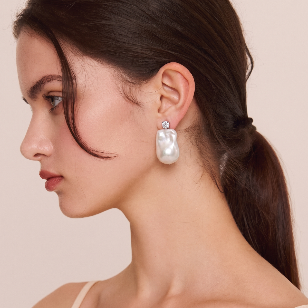 Celeste Baroque Pearl Stud Earrings