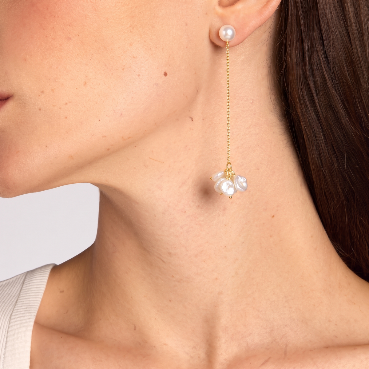 Petite Petal Pearl Drop Earrings