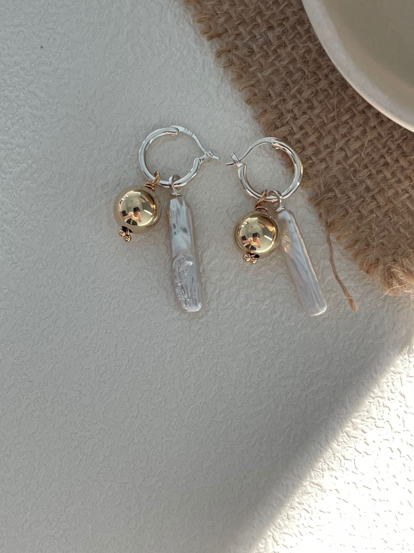 Golden Orb Baroque Pearl Earrings