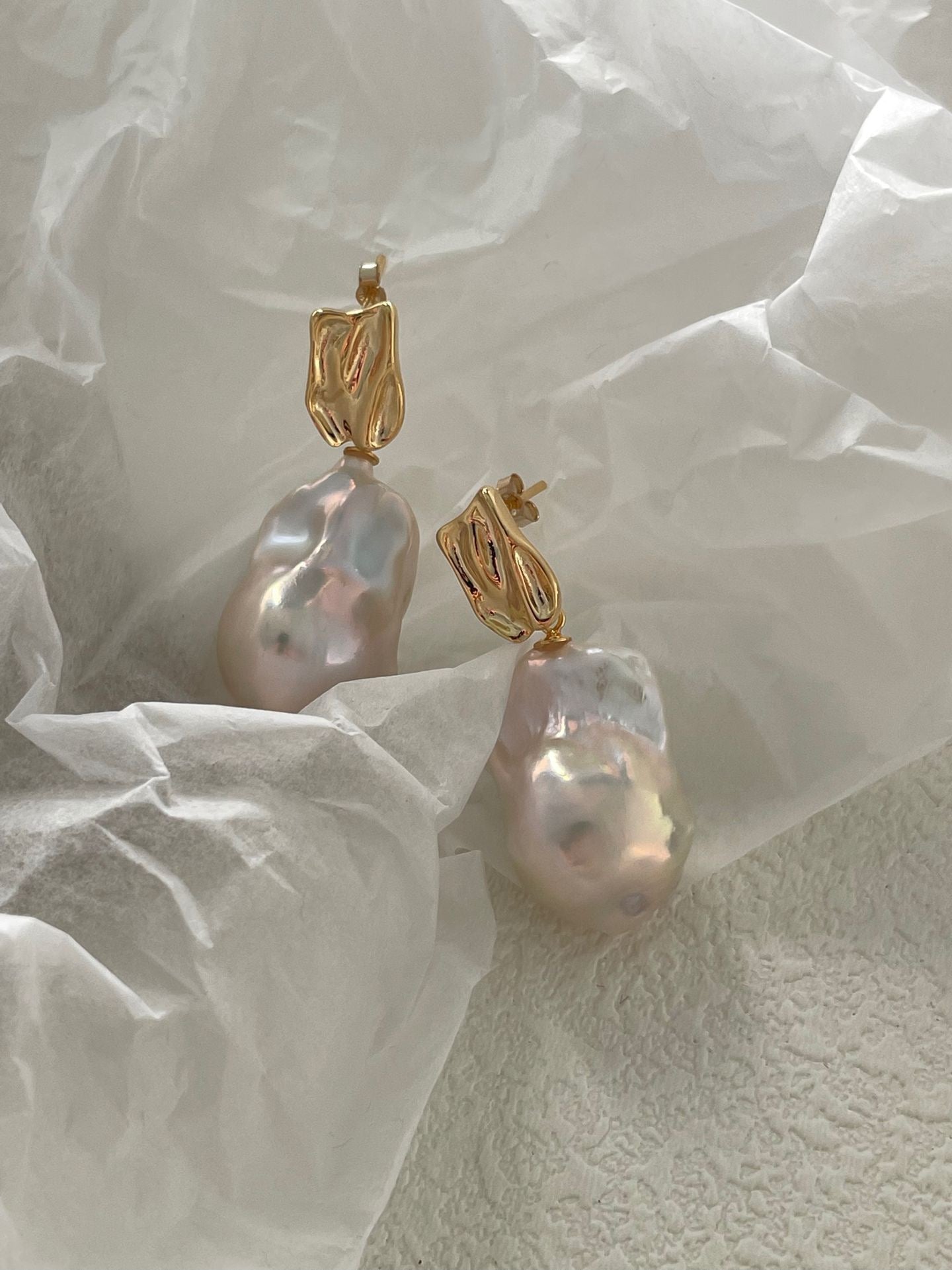 Sculptural Baroque Pearl Earrings
