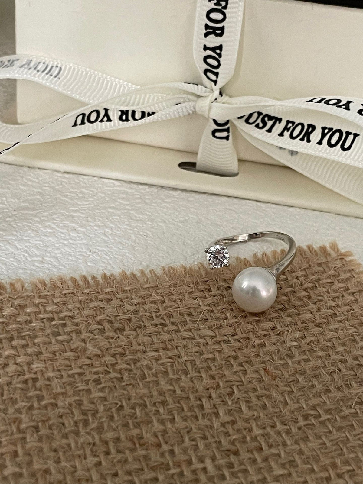 Pearl Crystal Open Ring