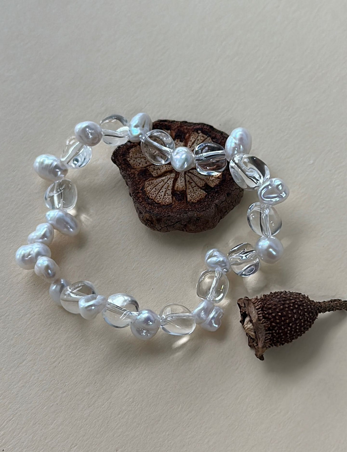 Bracelet Perle de cristal givré